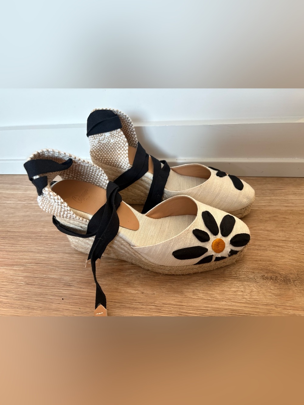 Castaner Candance Blanco Espadrille Wedge Flower Spanish Feminine Black White 38 - Picture 11 of 11